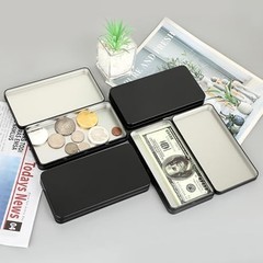 4 Pack Metal Rectangular Cash Box with Lid, Money Holder for Coins, Jewelry & St