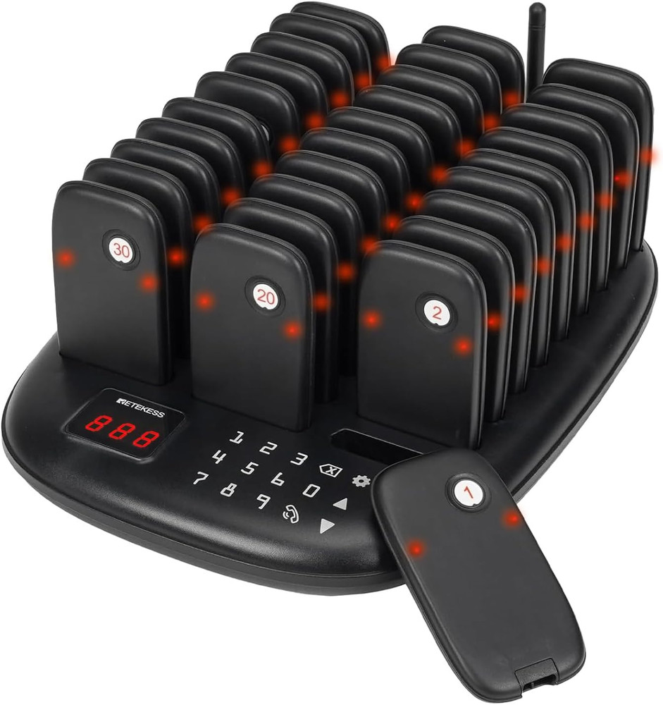 TD175P Pagers for Restaurants, Restaurant Pager System Buzzers, Set with Vibrati