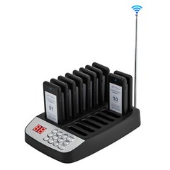 Restaurant Wireless Guest Paging System 10Beepers Queuing Calling Pagers w/Light