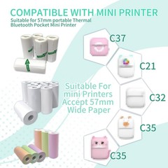 10 Rolls Thermal Paper, Glossy Thermal Printer Paper for Mini Portable Printe…