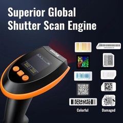 Barcode Scanner Wireless with Screen: Pro Version 1D 2D QR with Setting Keypa…