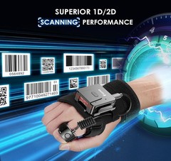 Wearable Barcode Scanner Bluetooth 2D QR Ring Finger Inventory Reader Wireless