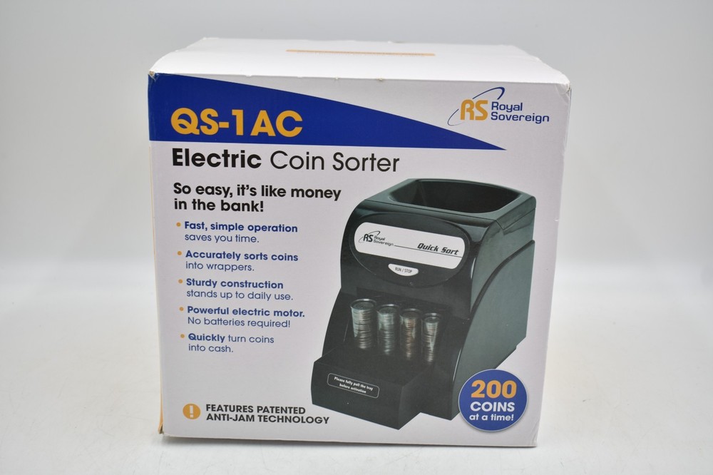 Royal Sovereign Quick Sort Counter Top Coin Sorting Machine QS-1AC Tested