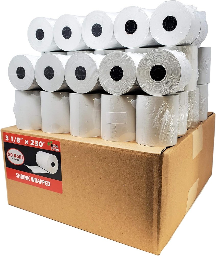 (50 Rolls) 3 1/8 x 230 Thermal Paper Receipt Rolls