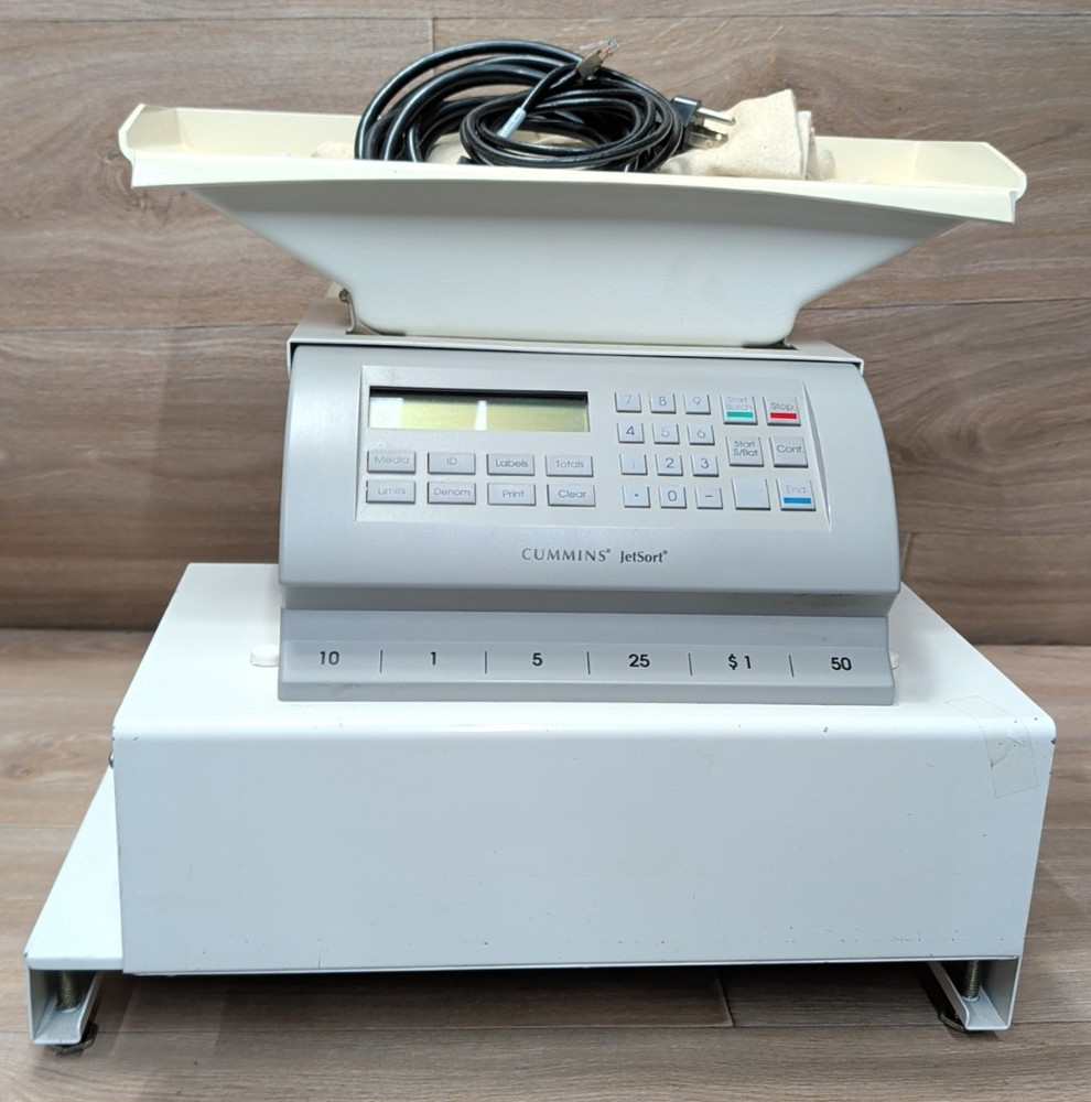 Cummins Allison JetSort 1606 Commercial Electric Coin Sorter w/ Hopper, stand