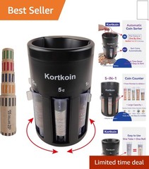 Automatic Coin Sorter 5 in 1 Coin Counter with Coin Wrappers, Sort Your Spare Ch