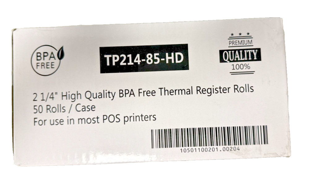 2 1/4″ X 85 FT CASH REGISTER THERMAL PAPER BPA FREE HIGH QUALITY 50 PCS TOTAL