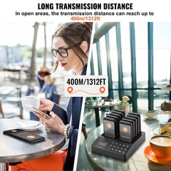VEVOR Restaurant Wireless Pager System 10 Beepers Guest Queuing Calling Touch