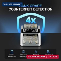 Money Counter Machine with Value Count for USD and EUR, UV MG IR Counterfeit Det