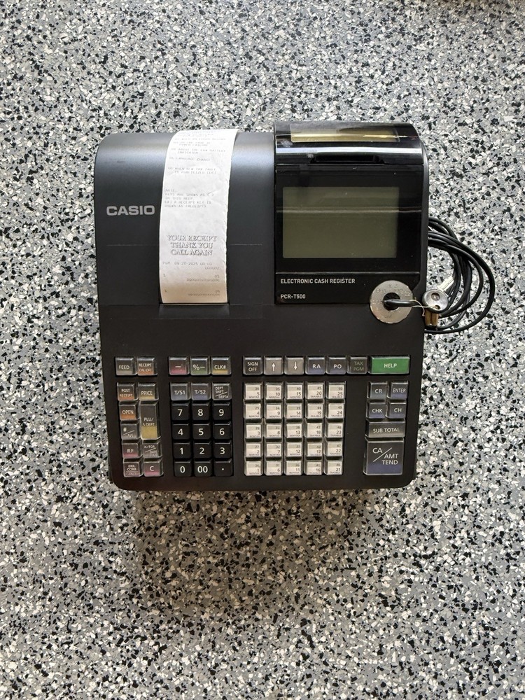 Casio PCR-T500 Electronic Cash Register w/ 4Keys – Tested – READ DESC**