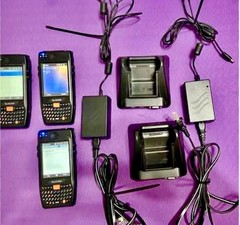Glacier M3 Orange Handheld Barcode Scanner Lot Of 3 W/Docks & Cradles Mobile PC