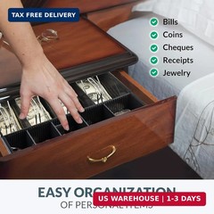 Volcora Cash Drawer Tray – 11.7 x 10.3 x 2.3 Inch Cash Register Insert – 4 Bill