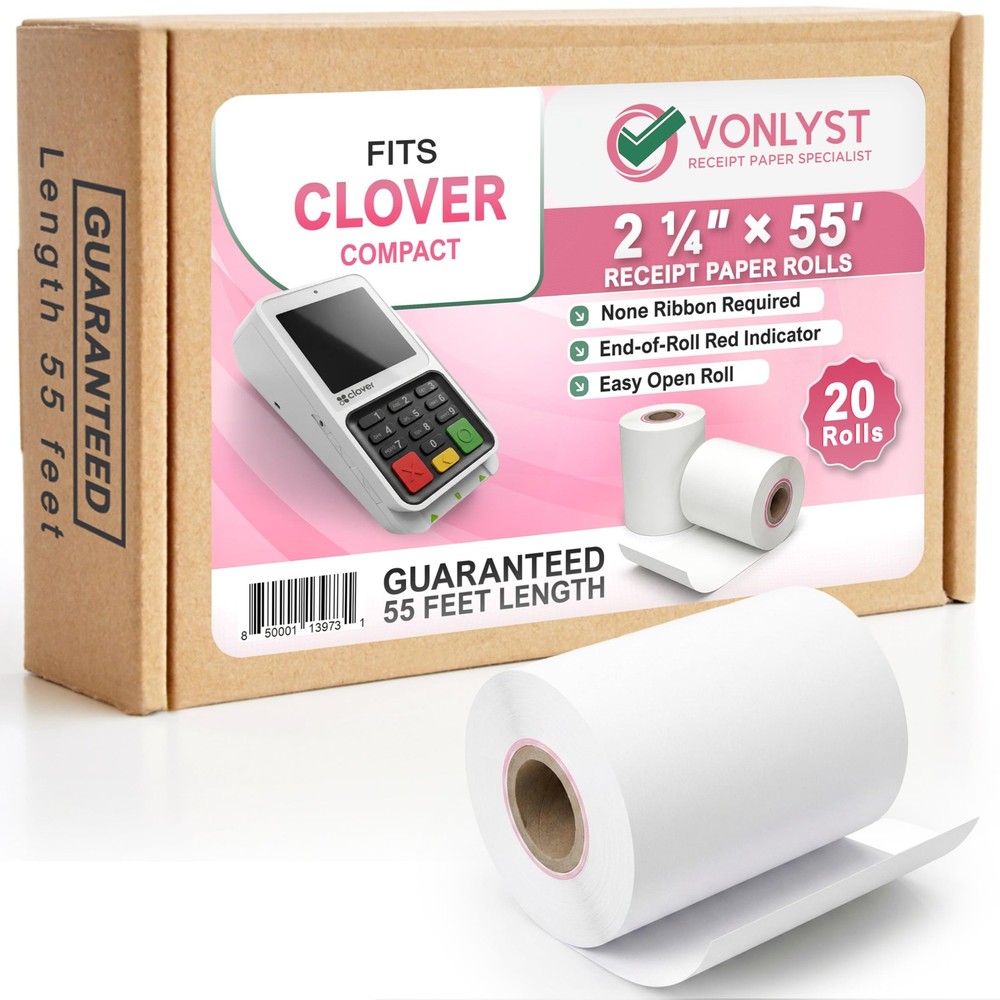 Clover Compact Countertop POS Thermal Receipt 2 1/4 x 55 (20 rolls)