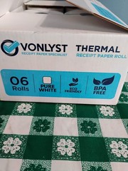 VONLYST THERMAL RECEIPT PAPER ( 3 1/8 IN WIDE X 230 FT ) 6 ROLLS