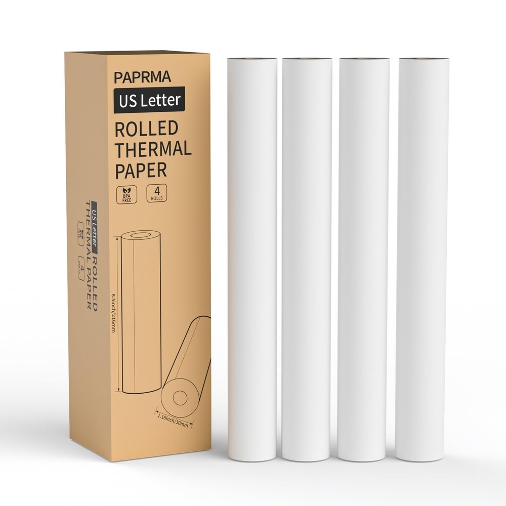 8.5 x 11 inch Thermal Paper 4 Rolls Quick-Dry US Letter Size Thermal Printer …
