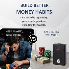 Metal Box for Gambler – Winners Bank Portable 4.3 x 2.36 x 0.98 inches, Black