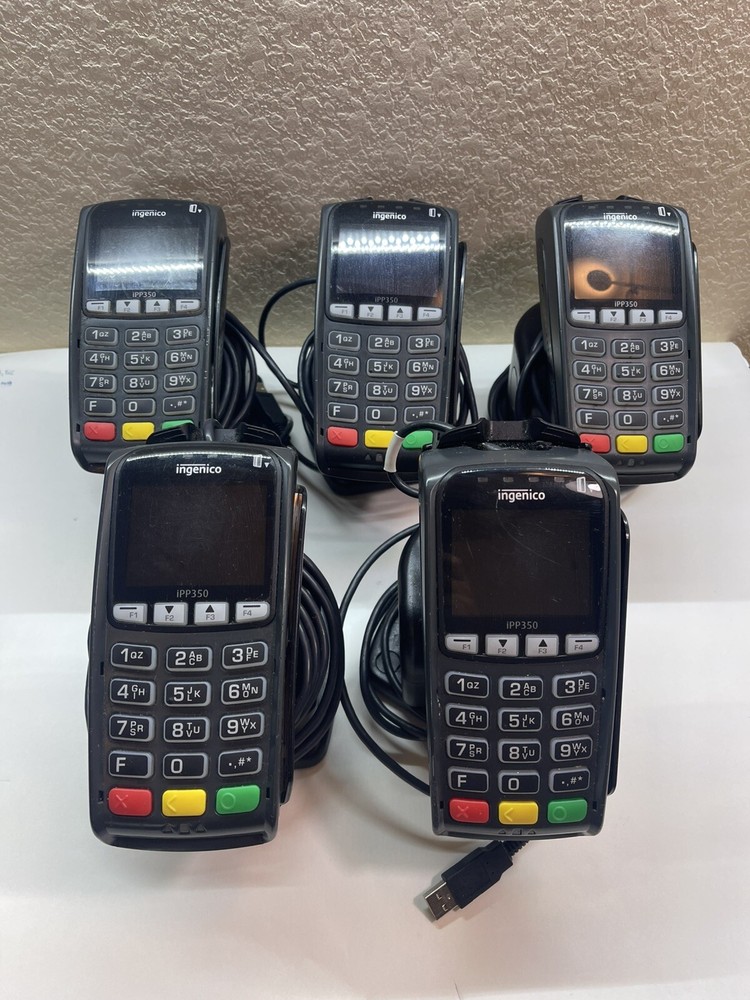 Lot Of 5 Ingenico IPP 350 USB Credit Card Terminal + (5) Stand Sen351009