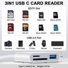 USB C SD Card Reader for Samsung Galaxy S25 S24 FE Ultra S23 S22 S21,High Speed