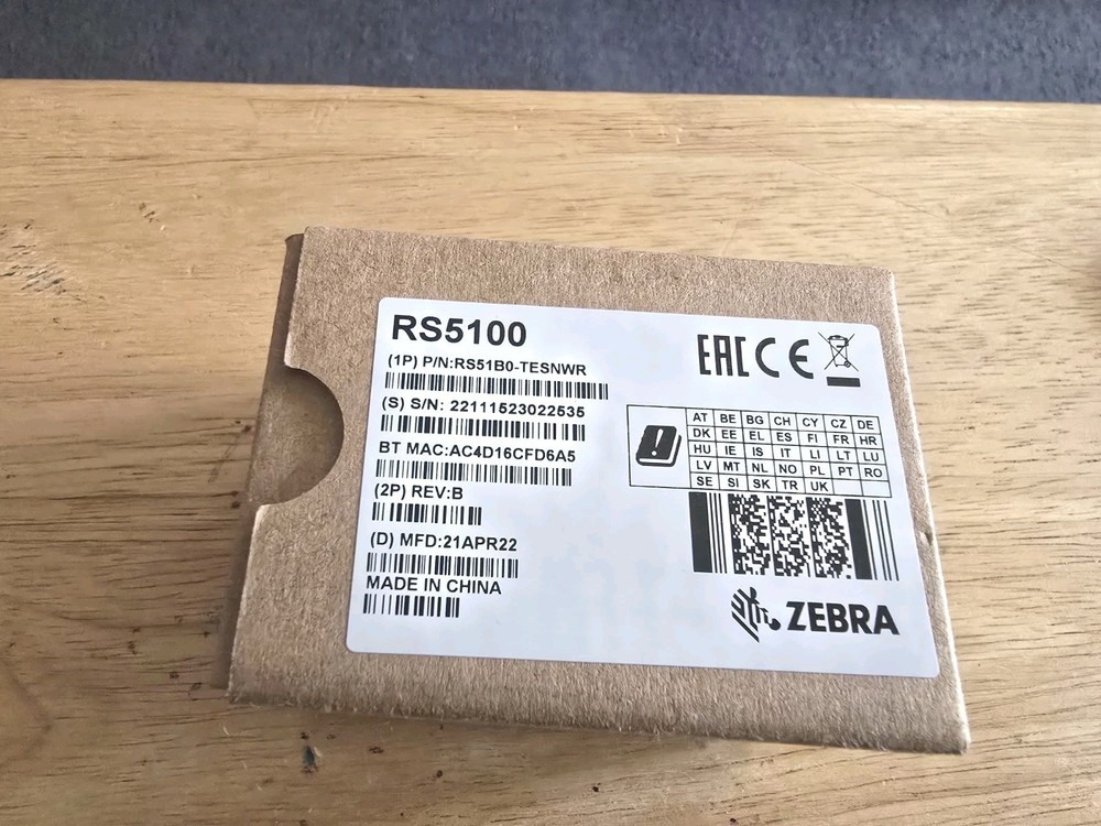 Zebra, RS5100, Wireless Bluetooth Scanner w/ Battery 2D/1D/Qr Code,RS51BO