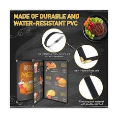 Cinnvoice 48 Pcs Restaurant Menu Covers 8.5 x 11 Inch Book Style 3 Page 6 Vie…