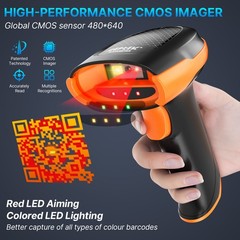 2.4GHz Bluetooth Wireless Barcode Scanner with Cradle and USB Cable for Retail