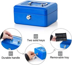 Compact Cash Box with Durable Key Lock – Stylish Blue Money Storage Solution