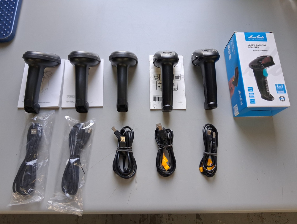 Cashier Laser Barcode Scanners Lot Of 6 with USB Wires And Code Guides NETUM Gun