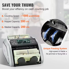 1000 Pcs/Min Money Counter Business Cash Register Bill Counterfeit Bill Detector