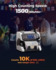MUNBYN IMC01 Bank Grade Money Counter Machine Mixed Denomination, 2CIS/UV/IR/MG/