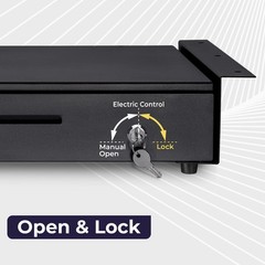 Cash Register Drawer with Under Counter Mounting Metal Bracket – 16″ Black Ca…