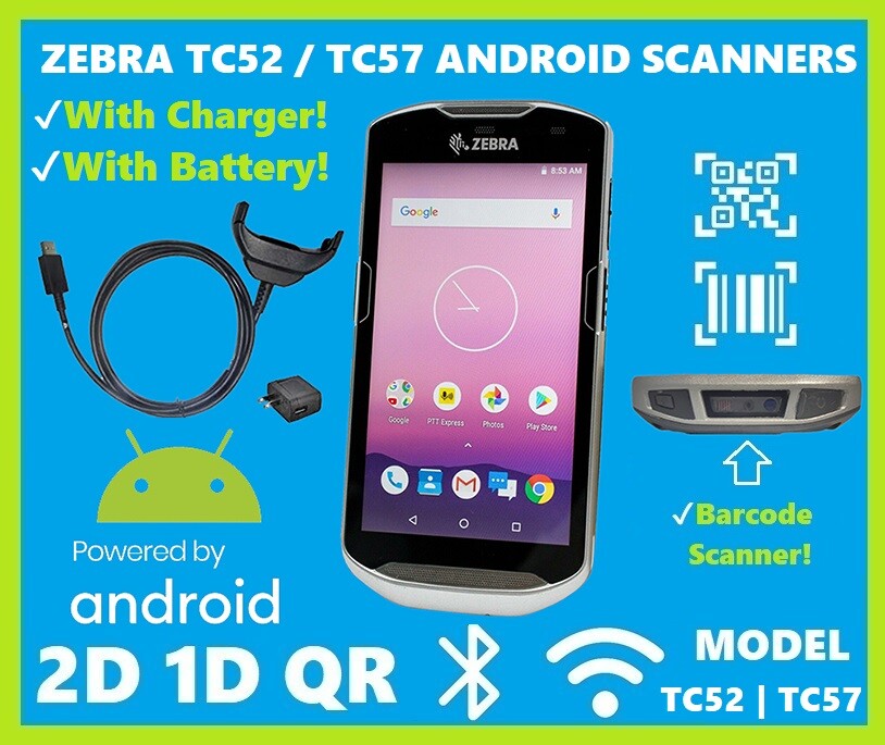 Zebra TC52 and TC57 Handhelds, Android 13, 2D/1D Barcode Scanner w/ Charger! 🔥⭐