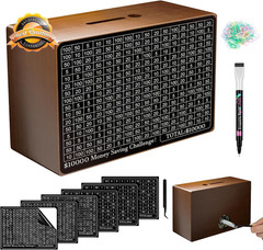 Wooden Savings Box with Counter Money Challenge Cash Vault Brown 1 Pack