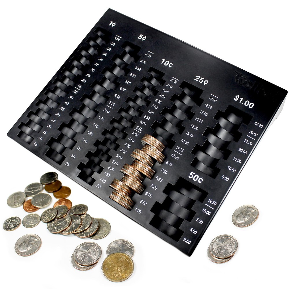 Coin Sorting Tray – Bank Teller Change Counter Coin Counting and Sorting Tray…