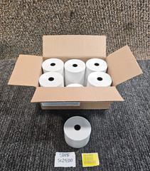 (QTY 12) White Thermal Rolls 2-5/16” x 435’ With 11/16″ x 1″ Core 121614