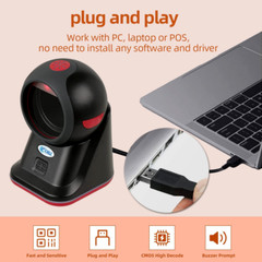 1D 2D Desktop Barcode Scanner, Omnidirectional USB Wired Hands-Free Barcode…