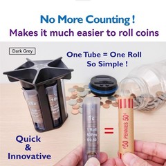Change Sorter Tube Coin Counter with Coin Wrappers, 5-in-1 Coin Sorter Change…