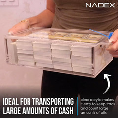 Nadex Clear Acrylic Cash Box with Slipping Cover – 5mm Box Thickness – 8mm Lock
