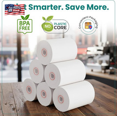 2 1/4” X 74 Ft Coreless Thermal Receipt Paper Rolls for Clover Flex 3 Clover Fle