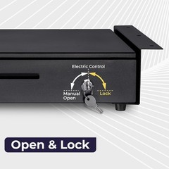 16in Cash Register Drawer POS Metal Under Counter Mount 5 Bill 6 Coin Black Lock