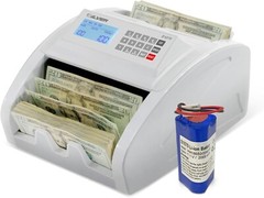 SILVER By AccuBANKER S1070 Bill Counter & 4-Point Counterfeit Detector w/Battery