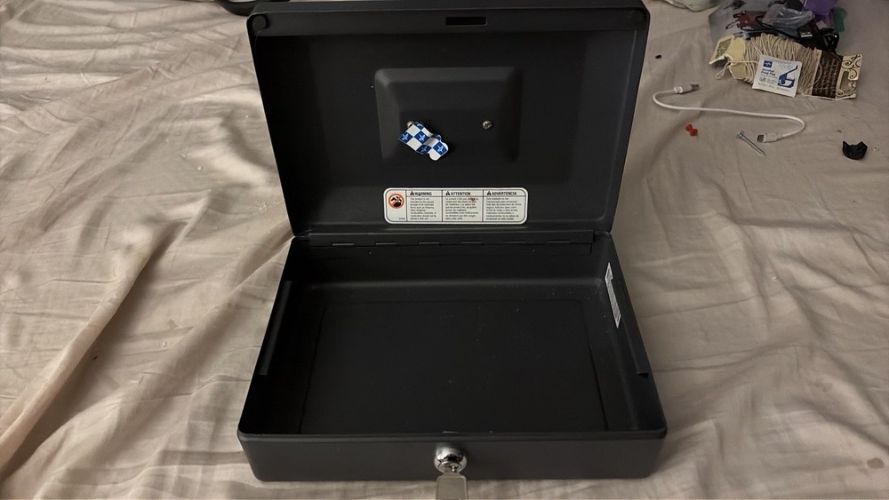 SentrySafe Lockable Portable Metal Cash Box with Handle, Lock & Key – Black