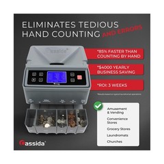 Cassida C300 Professional USD Coin Counter, Sorter and Wrapper/Roller, 300 co…