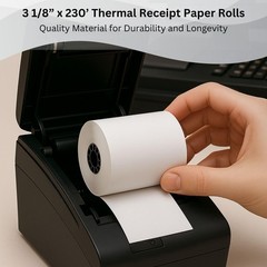 3 1/8” x 230’ Thermal Receipt Paper Rolls – BPA Free – Credit Card Paper – Po…