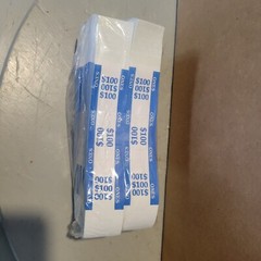 Box of 20 $100 (ONES) Currency Straps/Bands, (1000 Ct/Unit), Self-Adhesive, Blue