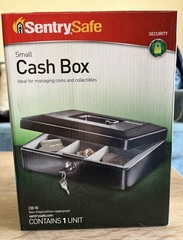 SentrySafe CB-10 Small Cash Box w/ Key Lock Coin Tray Black Security Lock Box