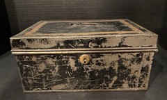 Antique Metal Cash Box Safe Rusty Black, Red, & Brown No Key 10.25×7.5×4.66