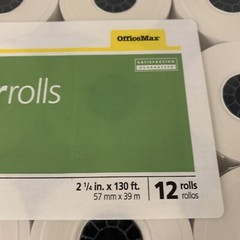 OFFICE MAX 2-1/4 in x 130 ft Bond Paper Rolls (57mm x 39m) OM98103 12 Rolls