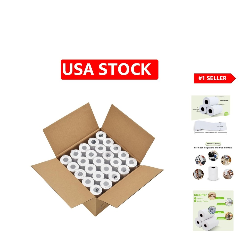 50-Pack 2 1/4″ Thermal Paper Rolls for Clover POS & Credit Cards – Biodegradable