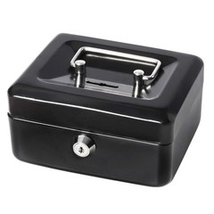 QH15010XS Black Small Cash Box Slot Kids Money Tray Key Lock 6×44/5×31/5″