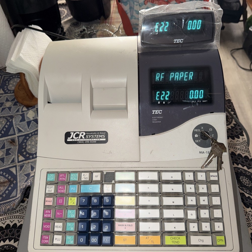 Toshiba TEC MA 1535 Electric Cash Register w/Keys Original VTG